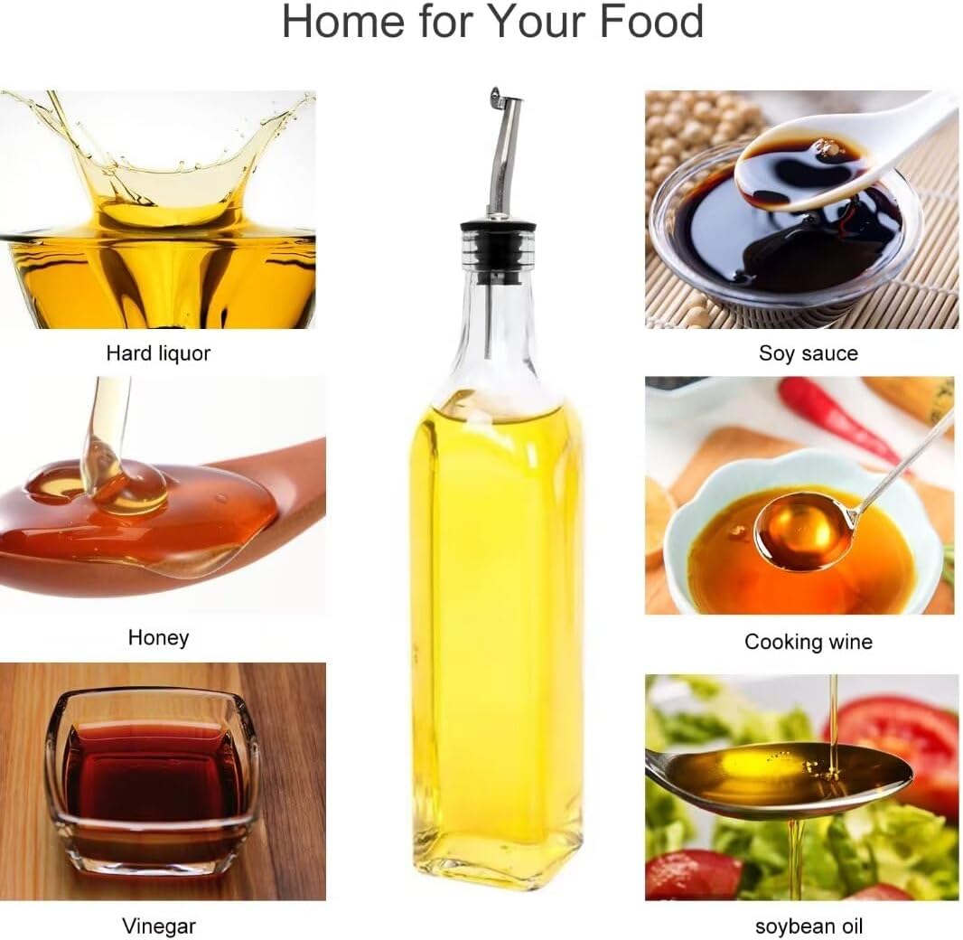 8 Pack 17oz Olive Oil Dispenser Bottle,Oil Dispenser for Kitchen, Cooking Oil Dispenser,Vinegar Cruet Bottle with Pourers