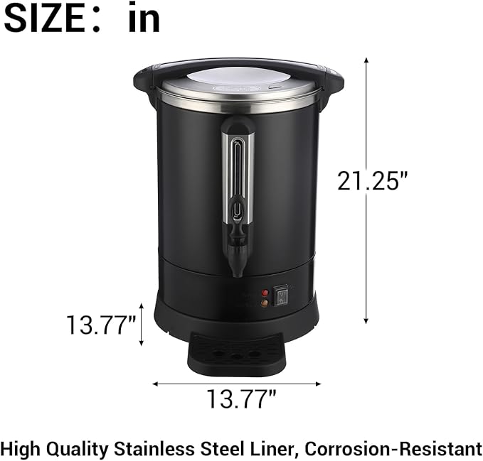 80 Cups Large Coffee Urn with Double Wall Insulation, 12L/3.2 Gallon Stainless Steel Commercial Electric Coffee Maker with Hot Drinks and Hot Water, for Weddings, Parties, Catering, and Buffets