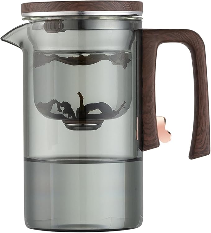 Glass Magnetic Tea Pot, Semi-Automatic Glass Teapot Kettle with Removable Glass Infuser, High Borosilicate Heat-resistant Glass Tea Maker for Blooming and Loose Leaf