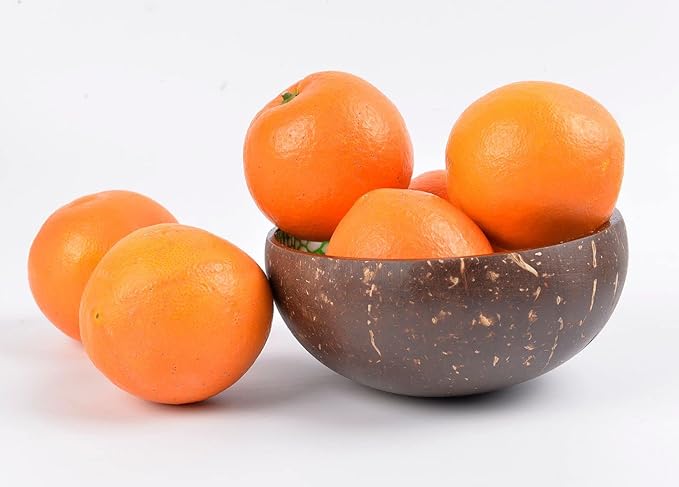 ChezMax Natural Coconut & Mother of Pearl Inlaid Shell Key & Storage Bowl for Entryway Table, Nuts, Fruits & Dry Snack Storage, Round Handcrafted Decoration Bowl