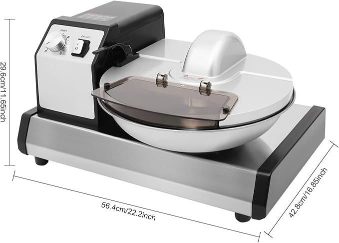 Commercial Food Processor, 5.28QT Heavy Duty Meat Grinder & Vegetable Chopper, w/ 1-15 Min Timer & Stainless Steel Bowl, Electric Meat Mixer for Restaurant, Home Kitchen