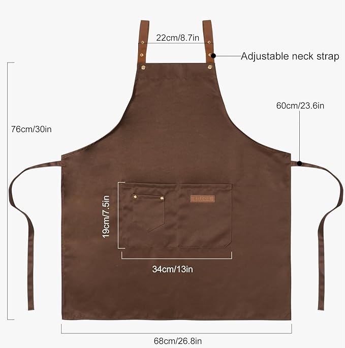 DILLMAN Art Aprons for Men Women Painting Pottery Baking, H Back Straps Waterdrop Kitchen Chef Cooking Apron with Pockets