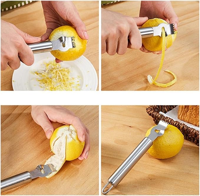 PRETYZOOM Stainless Steel Citrus Peeler Zester for Effortless Lemon Preparation Easy to Clean Dishwasher Safe Kitchen Tool Comfortable Grip Handle