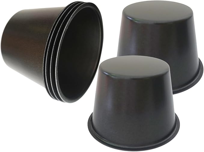 LoveDeal Popover Pans Nonstick 6 Packs, Individual Larger Muffin, Versatile Round Baking Cups for Popover, Muffins, Quiche, Tarts, Cupcakes, Pudding - Carbon Steel, Black
