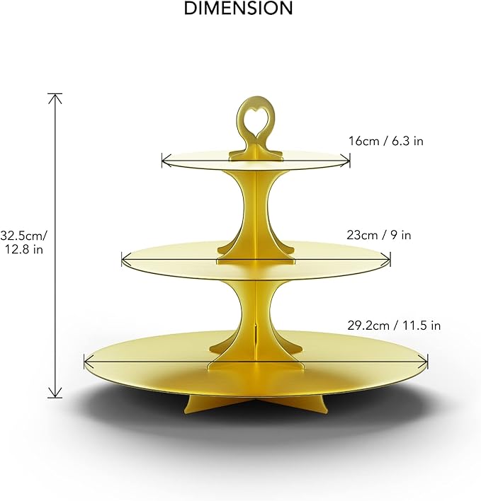 Cupcake Stand Tower 2 Pack, BLISSUR Gold Cupcake Stand, 3 Tier Cup Cake Stand Cardboard Matte Golden (Cardboard Gold, 2 Pack)
