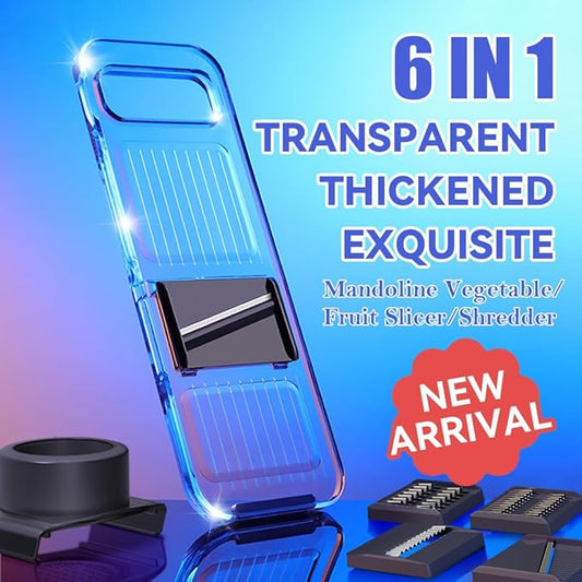 Multi-function 6 in 1 Mandoline Vegetable Fruit Manual Slicer/Shredder Chopper Shining Transparent Exquisite Thickened Plastic Board Kitchen Prep Tool