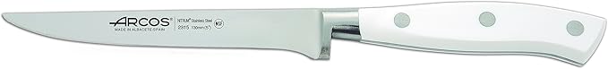 Arcos Forged 3 pieces - Nitrum Stainless Steel and mm blade.Professional Kitchen Knife for Cooking. 755 gr. Ergonomic Polyoxymethylene POM Handle. Series Riviera Blanc. Color White