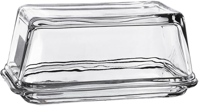 Fox Run Glass Butter Dish With Cover, Clear Butter Dish For The Counter or Refrigerator