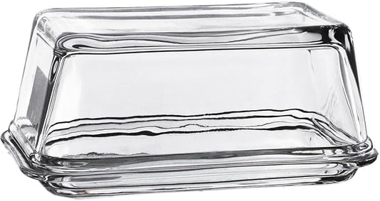 Fox Run Glass Butter Dish With Cover, Clear Butter Dish For The Counter or Refrigerator