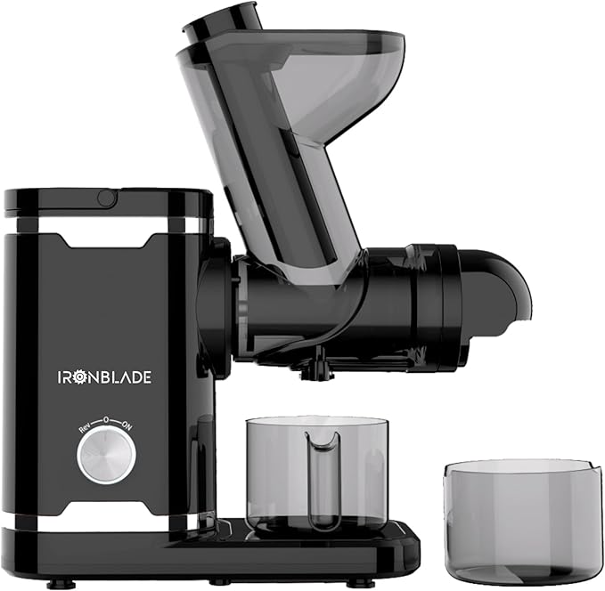 EMB Ironblade IBLJU30 Horizontal Slow Juicer, Quiet Motor, 70mm Wide Chute, Cold Press Juicer for High Juice Yield, Minimal Oxidation, Easy Clean-Up