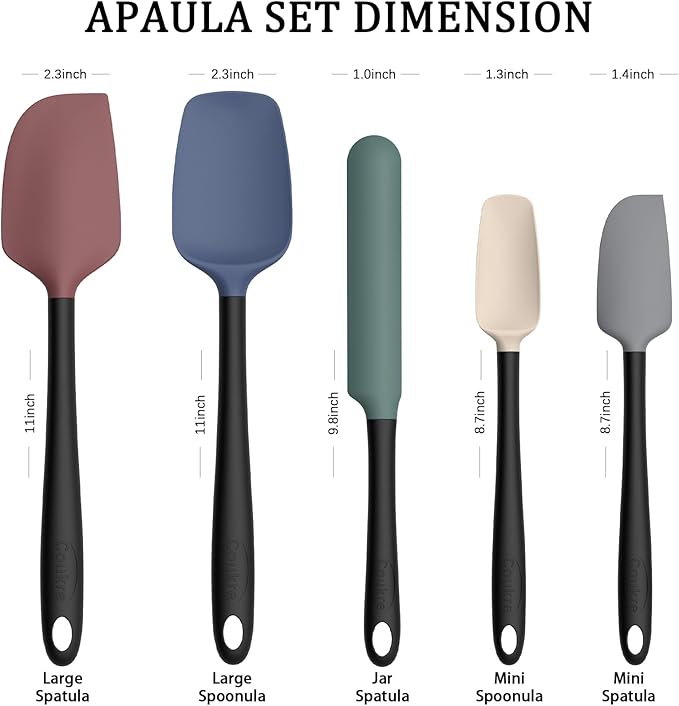 Coukre Silicone Spatula Set of 5,High Temperature Resistant, Food Grade Silicone, Dishwasher Safe, for Baking, Cooking (Colorful A)