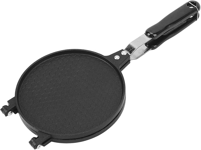 Waffle Cone Maker, Egg Roll Press Pan, Stick Proof Aluminum Stove Top Tortilla Press with Handle for Kitchen, 6.8Inch (Grid Style)