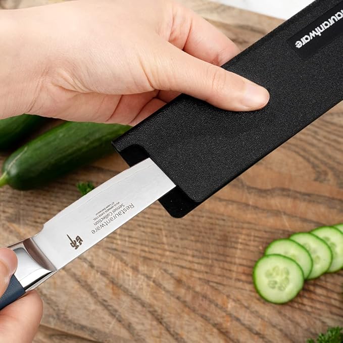 Restaurantware Sensei 6.5 x 2 Inch Knife Sleeve 1 Knife Protector - Fits Utility Knife Felt Lining Black Plastic Knife Blade Guard Durable Cut-Proof