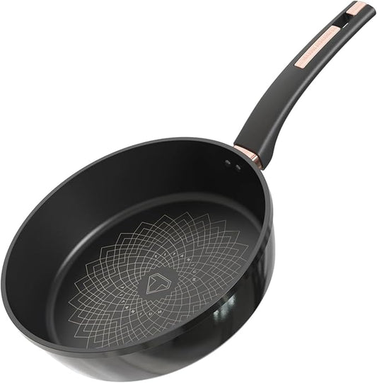Sunhouse 8 inch Ultra Titanium Nonstick Coating Aluminum Pan with 4-Layer Non-stick Coating, Non-Toxic, PTFE PFOA & PFAS Free, Stay-Cool Handle, Compatible with All Stovetops