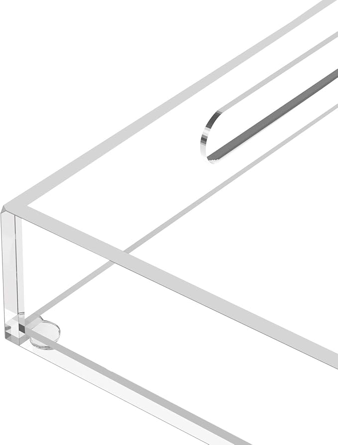 Acrylic Serving Tray with Handles-16x12x2.36Inch-Decorative Tray Letter Tray Organizer for Ottoman Coffee Table Countertop, Clear
