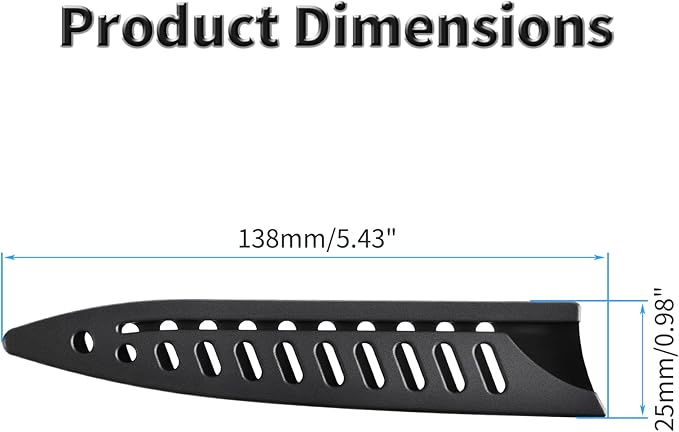 FOCMKEAS 2 Pcs Safety Knife Cover Sleeves for 5 Inch General-Purpose Knife Sheath Blade Protector for Home Kitchen PP Universal Knife Sheath for Knife Protection Black