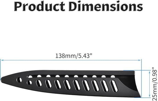 FOCMKEAS 2 Pcs Safety Knife Cover Sleeves for 5 Inch General-Purpose Knife Sheath Blade Protector for Home Kitchen PP Universal Knife Sheath for Knife Protection Black