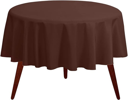 Gee Di Moda Round Tablecloth - 120 Inch Chocolate Round Table Cloth for 60 to 96 Inch Round Tables - Heavy Duty Washable Fabric - for Buffet Table, Holiday Party, Dinner, Wedding & Baby Shower