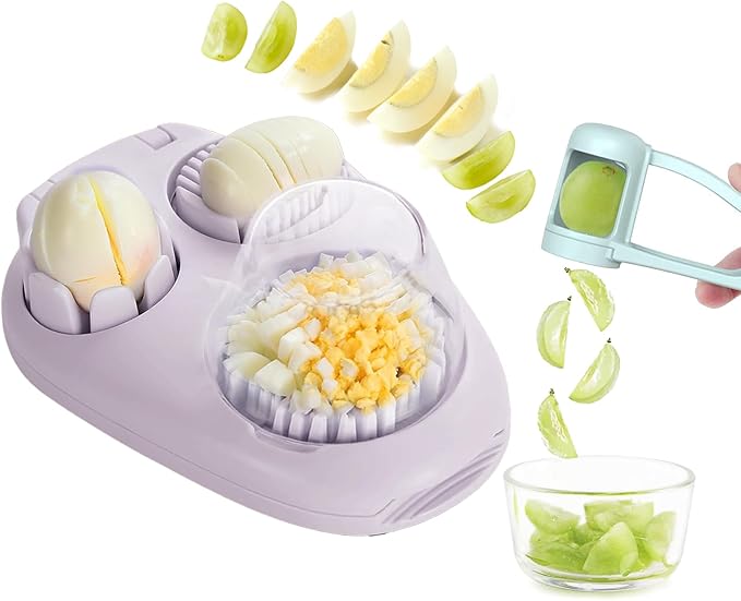 Egg Slicer and Grape Slicer for Fruit Salad, Stainless Steel 4 Slicing Modes Slicer, Easy Grape and Tomato Slicing, for Egg, Grape, Strawberry,Cherry,Tomato, Send Goods From Local Warehouse