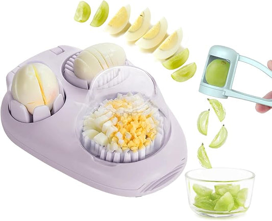 Egg Slicer and Grape Slicer for Fruit Salad, Stainless Steel 4 Slicing Modes Slicer, Easy Grape and Tomato Slicing, for Egg, Grape, Strawberry,Cherry,Tomato, Send Goods From Local Warehouse