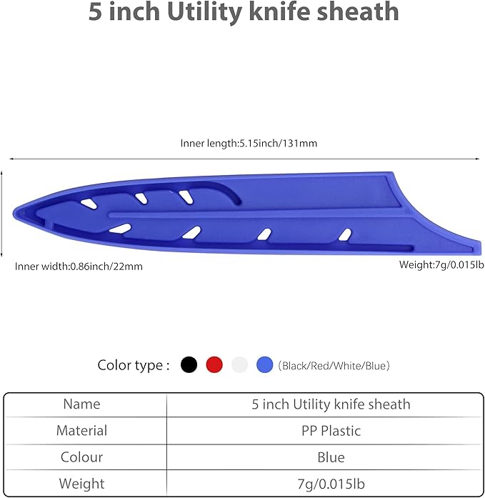 XYJ 2pcs/set Safety Knife Covers Sleeves Knives Edge Guard, Universal Knife Sheath, Paring, Utility Knife Case Blade Guards Protector Blue Kitchen Knife Cover Sleeve (For 5'' Utility Knife)