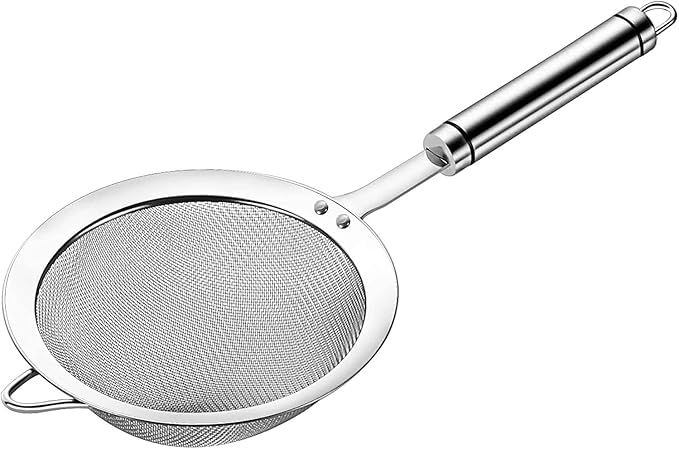 4.72 inches 304 Stainless Steel Fine Mesh Strainers for Kitchen, Colander-Skimmer with Handle, Metal Sieve Sifters for Food, Rice, Oil, Noodles, Fruits, Vegetable, Tea Strainer
