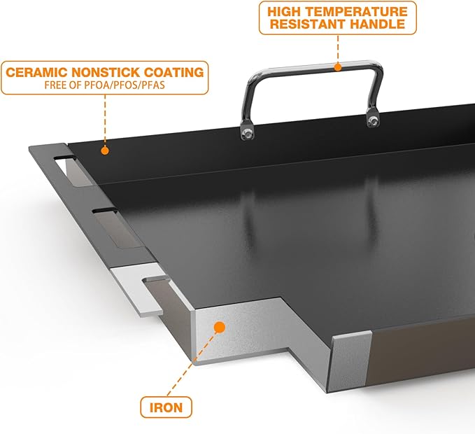 Onlyfire BBQ Griddle for Weber Genesis 2022 Series Gas Grills, Ceramic Coated Nonstick Flat Top Griddle Replacement for Weber Crafted Frame Kit, Black