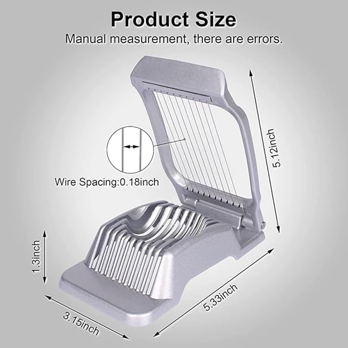 Egg Slicer for Hard Boiled Eggs Egg Cutter Strawberry Slicer Heavy Duty Aluminium Tomato Slicer Stainless Steel Wire Multipurpose Egg Slicer Dicer for Soft Fruit