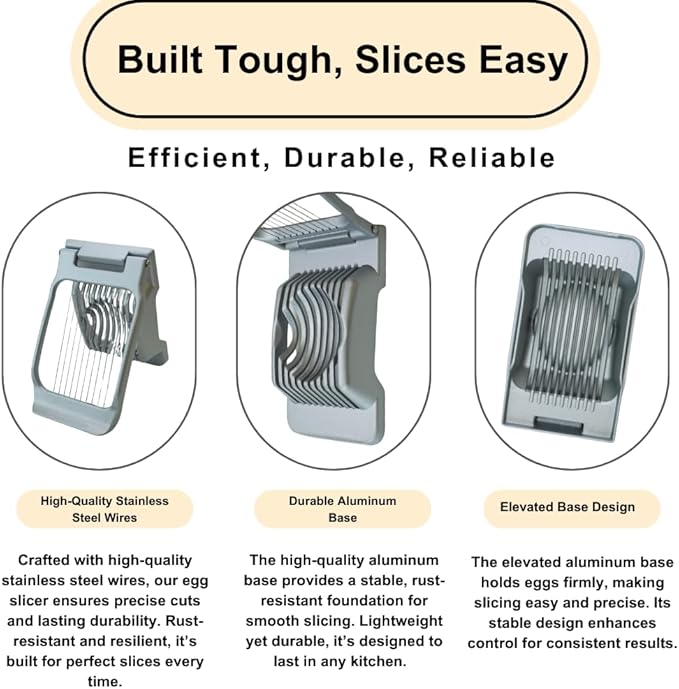 Annie & Mia Design Egg Slicer, Stainless Steel Wires Dishwasher Safe Aluminum Alloy Heavy Duty Multipurpose Cutter For Hard Boiled Eggs or Strawberry, Butter, Kiwi