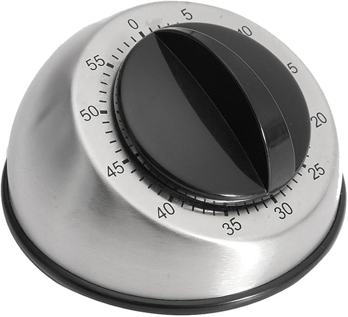 Kitchen Timer for Cooking, Mechanical Stainless Steel Chef Cooking Magnetic Timer, Easy-to-Read 2.5” Dial, Loud Alarm Countdown Reminder for Cooking or Baking, Magnetic Backing, No Batteries Required