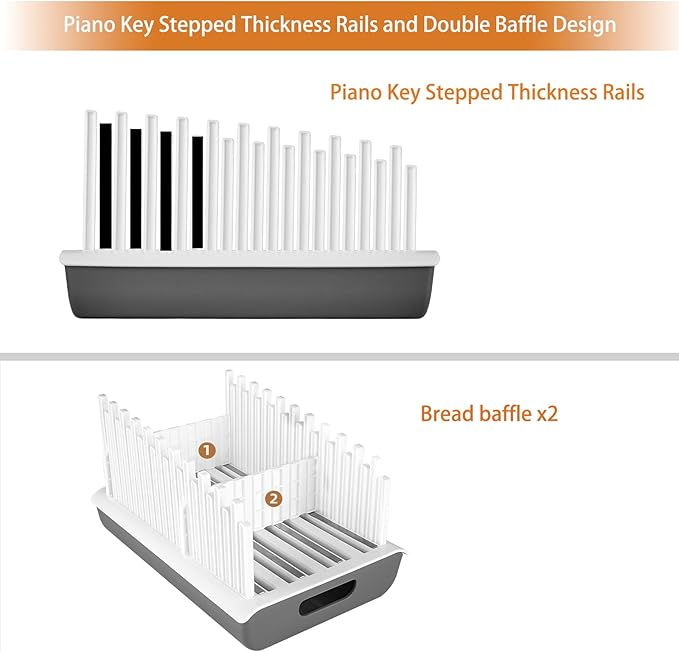 Bread Slicer Guide for Homemade Bread with 304 Stainless Steel Sheet and Storage Tray、3-Slice Thickness，Adjustable Width for Cake、Bagels、Toast.