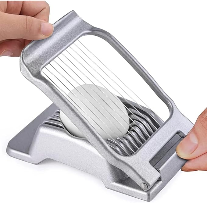 Egg Slicer for Hard Boiled Eggs Egg Cutter Strawberry Slicer Heavy Duty Aluminium Tomato Slicer Stainless Steel Wire Multipurpose Egg Slicer Dicer for Soft Fruit