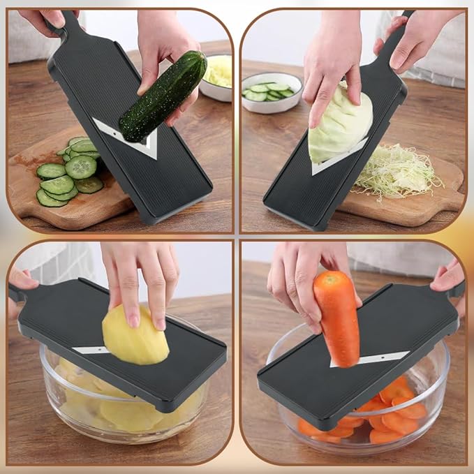 Mandoline Slicer for Kitchen, Multifunctional V-Blade Vegetable Mandoline Slicer with Hand Holder Handheld Potato Cucumber Cabbage Shredder Food Slicer- for Potatoes, Onion