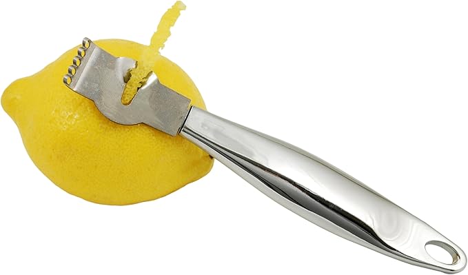 True Zesty Stainless Steel Citrus Zester Tool, Cocktail Peeler for Lemon Twist, Orange, Lime, Home Bar Accessories, Kitchen Gadgets, Set of 1