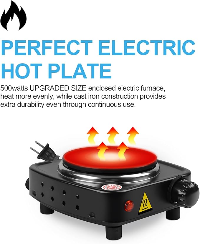 Hot Plate for Candle Making, Black Color Electric Hot Plate for Melting Wax, Chocolate, Candy and More