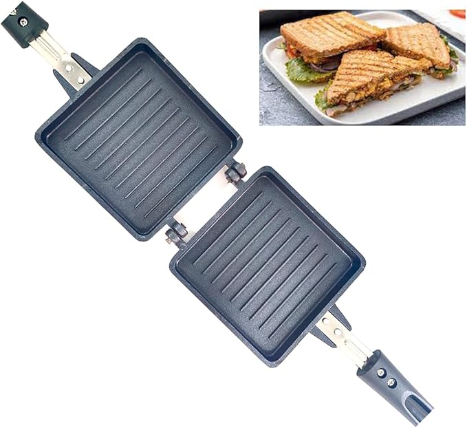 Sandwich Maker Stove Top Double Sided Grill Frying Pan Multi function Fry Pan Breakfast Maker Grilled Sandwich Panini Maker Hand Toaster