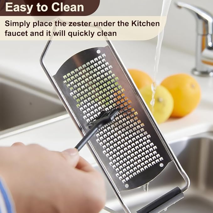 Upgraded Lemon Zester & Cheese Grater, Food Grade Stainless Steel None-Slip Hand Fine Grater for Garlic, Ginger, and Chocolate, Durable and Easy-To-Clean（Dishwasher Safe）
