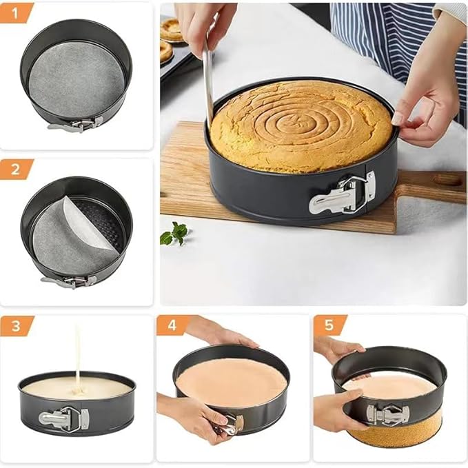 JNXHON Springform Heart shaped Cake pans Round Squar Non-stick Cheesecake Baking Tray with Detachable Bottom Heart Cake Mold for Christmas and Valentine's Day Baking Heart Round Square Set of 3