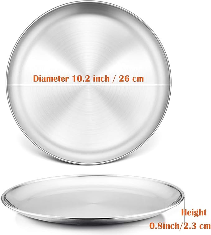 P&P CHEF Pizza Pan Bakeware for Home Kitchen, Stainless Steel Pizza Tray for Baking Pizza, Healthy & Reusable & Easy Clean, Oven & Freezer Safe, 10 Inch & Silver