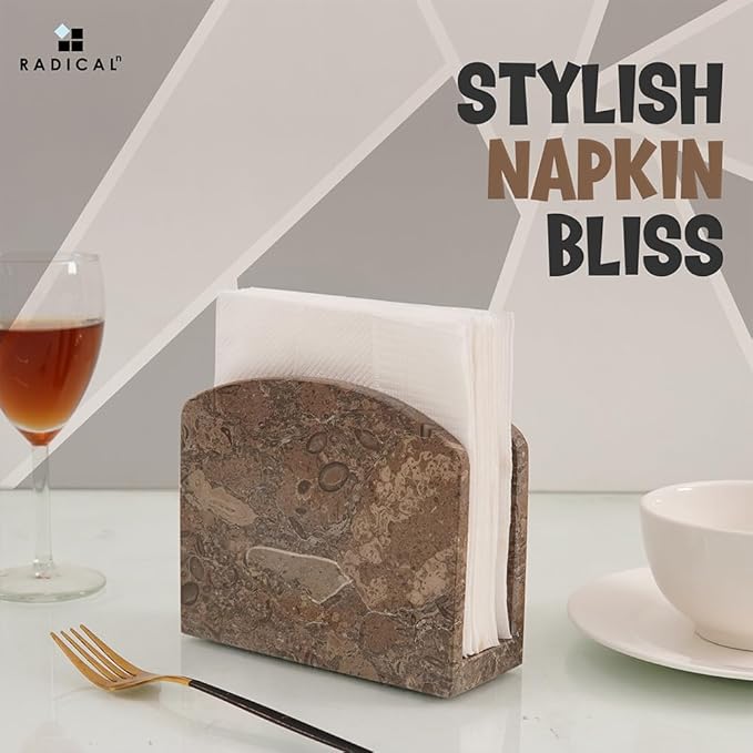 Radicaln Marble Napkin Holder 5.5" Inch Oceanic Handmade Dining Table Napkins Holder - Simple Modern Home & Kitchen Paper Towel Holder Countertop - Used as Home Décor & Bar Napkins