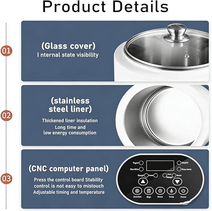 Commercial Yogurt Maker,Automatic Yogurt Fermentation Machine with Time and Temperature Control,Black Garlic Fermentation Machine, Sweet Rice Wine Maker for Home(8/12L) Black-8L