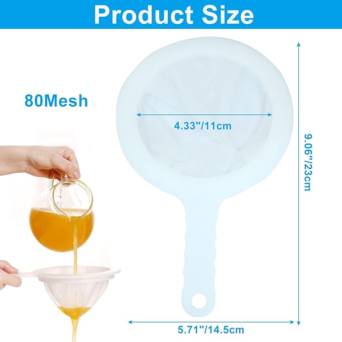 Zorfeter 2 Pieces Ultra Fine Mesh Strainer, Nylon Food Juice Strainer Mini Brine Shrimp Separation Net, Kitchen Tool for Filtering Juice/Milk/Honey(80/300 Mesh)