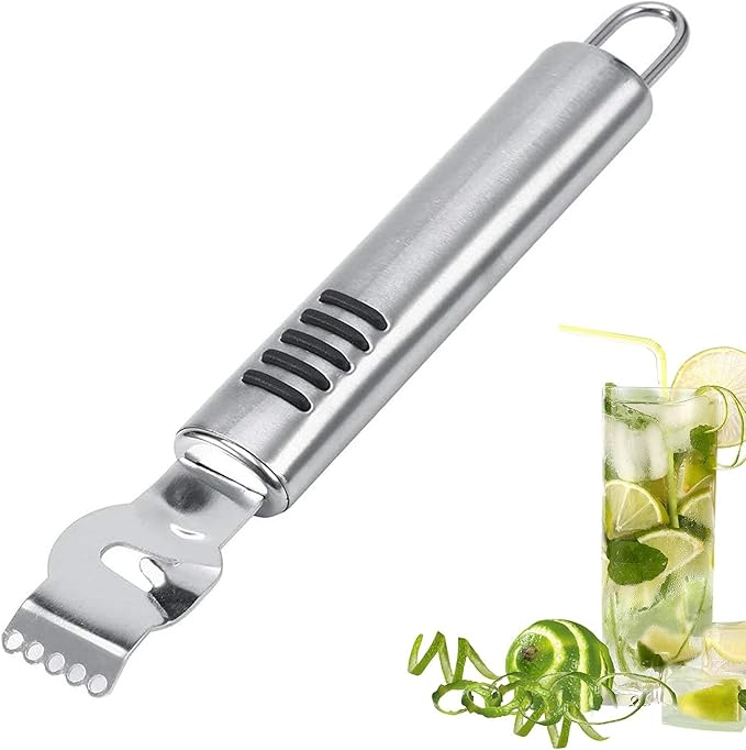 Stainless Steel Lemon Zester Grater with Channel Knife Orange Citrus Peeler Lemon Zest Peeler Cocktails Fruit Stainless Steel