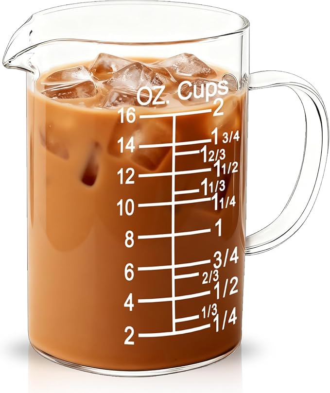 500ml/2 Cup Glass Measuring Cup,Borosilicate Glass Measuring Pitcher for Baking,Cooking,Restaurant