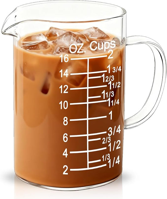 500ml/2 Cup Glass Measuring Cup,Borosilicate Glass Measuring Pitcher for Baking,Cooking,Restaurant