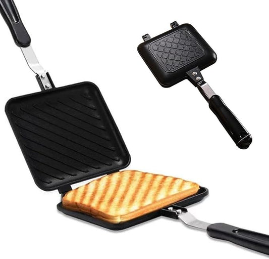 Camping Toastie Maker, Double Side Toasted Sandwich Maker Non-Stick Stovetop Bread Frying Pan with Heat-Resistant Handles for Home Outdoor Camping Sandwich