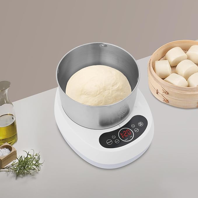 5L Electric Dough Maker with Ferment Function, 230W Dough Mixer with 304 Stainless Steel Bowl for Bread, Pizza, Pasta, 3 Mixing Modes, Timer, US Plug (Blue & White)