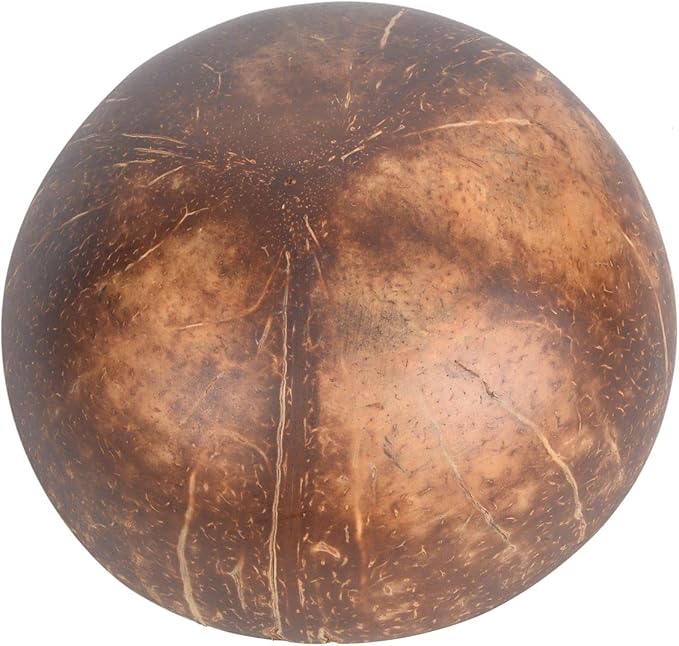 ChezMax Natural Coconut Bowl With Mother of Pearl Inlaid Shell - Key Holder for Entryway Table, Candy Container, Nuts and Dry Snacks Storage - Round Handcrafted Decoration