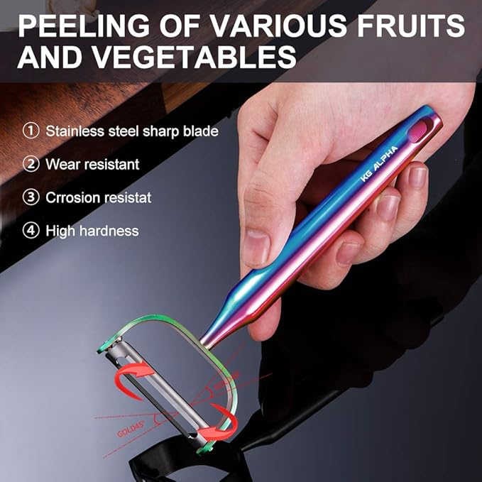 Vegetable Apple Peelers for kitchen, Fruit Carrot Veggie Potatoes Peeler, Heavy Duty Y-Shaped Stainless Steel Peelers, with Ergonomic Non-Slip Handle sharp Blade, Dishwasher Safe Rainbow Color