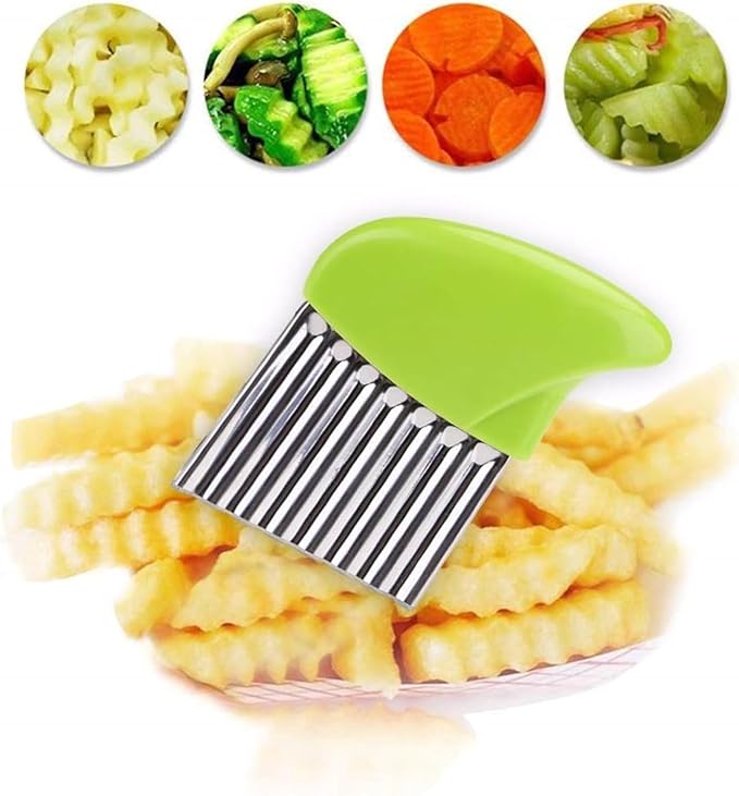 1pc Yellow Crinkle Cutter,Strong and Long-Lasting Stainless Steel Potato Carrot Chip Vegetable Crinkle Wavy Chopper Cutter,Fry Slicer Kitchen Gadget For Home Kitchen Camping,Mandolines and Slicers